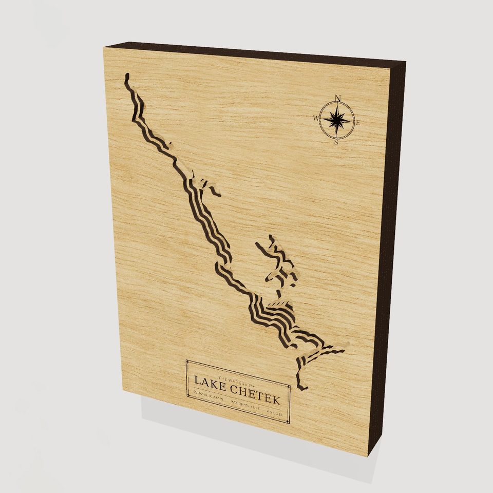 Lake Chetek 3D wood map, hero view