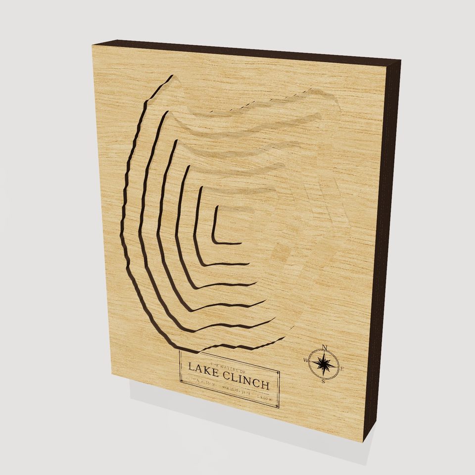 Lake Clinch 3D wood map, hero view