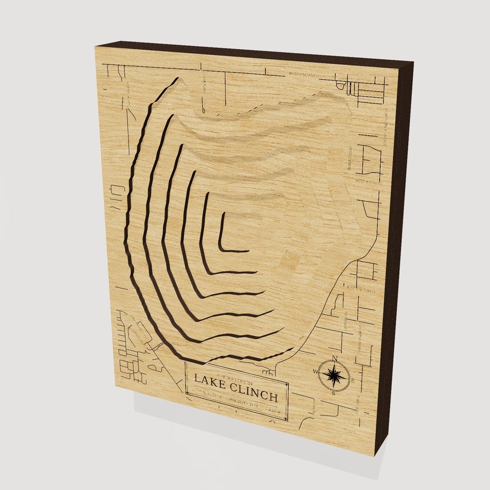 Lake Clinch 3D wood map, hero view