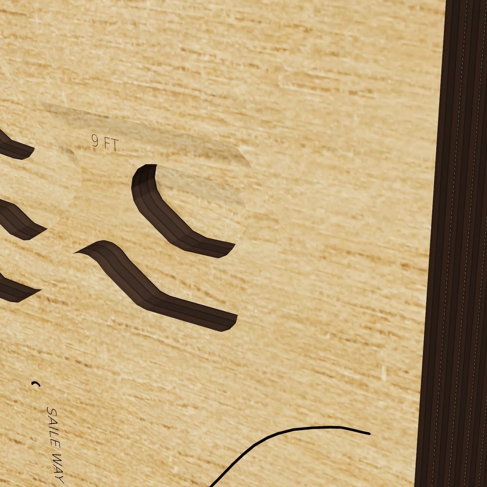Lake Cochichewick 3D wood map, detail view