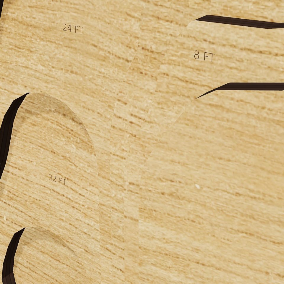 Lake Cochituate 3D wood map, detail view