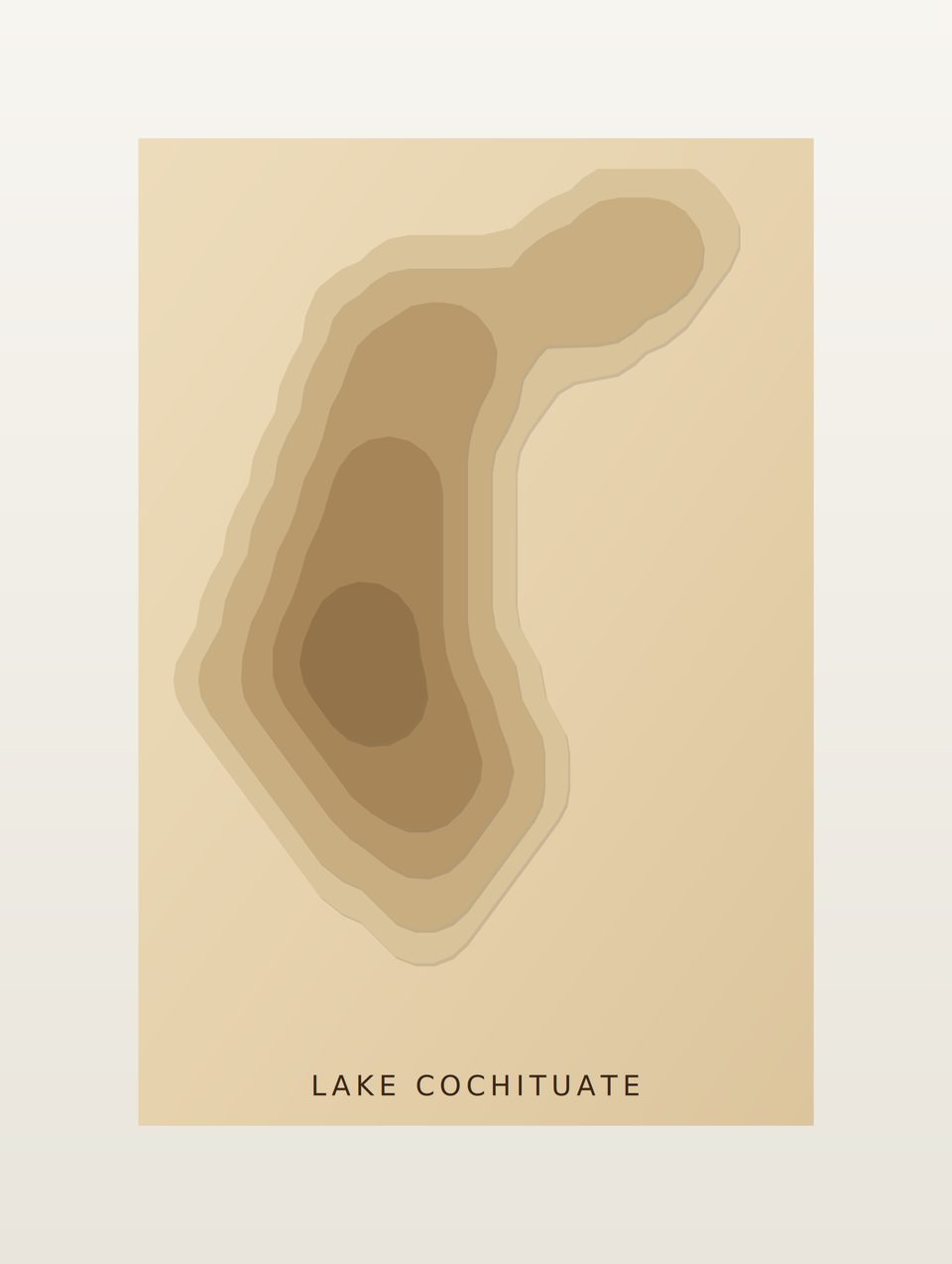 Lake Cochituate 3D wood map, preview view