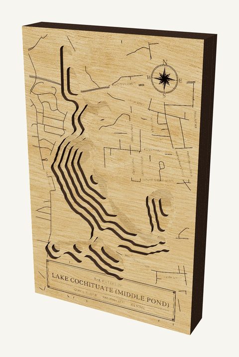 Lake Cochituate (Middle Pond) wood map