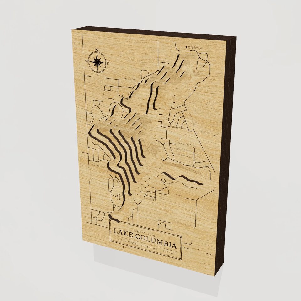 Lake Columbia 3D wood map, hero view