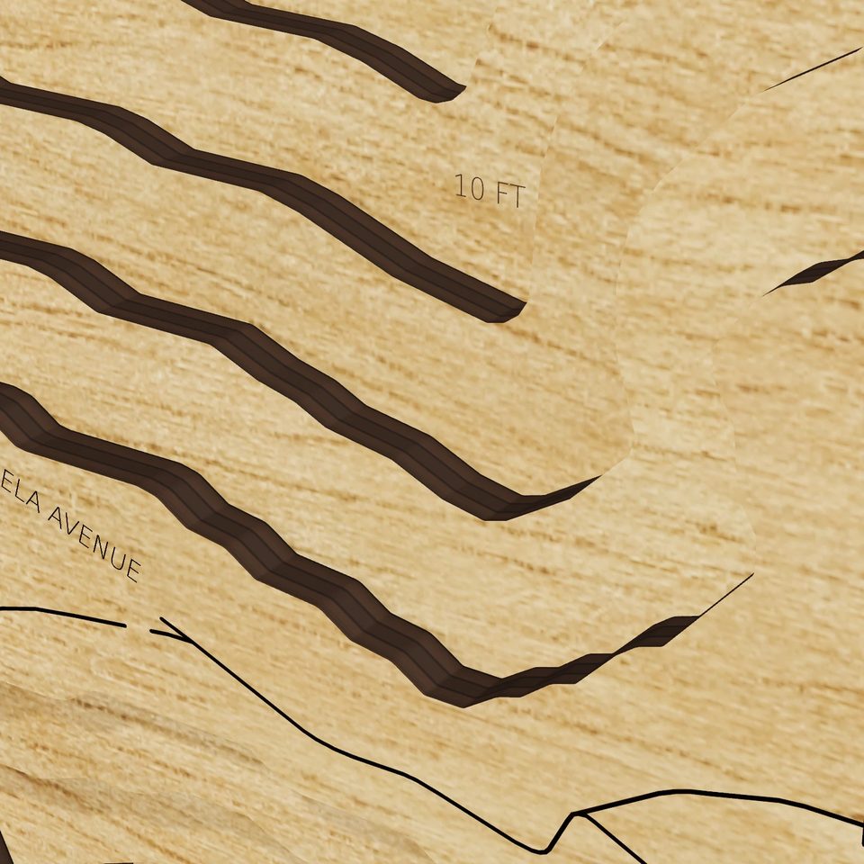 Lake Conway 3D wood map, detail view