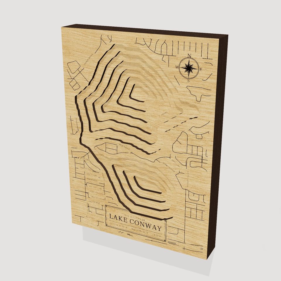 Lake Conway 3D wood map, hero view