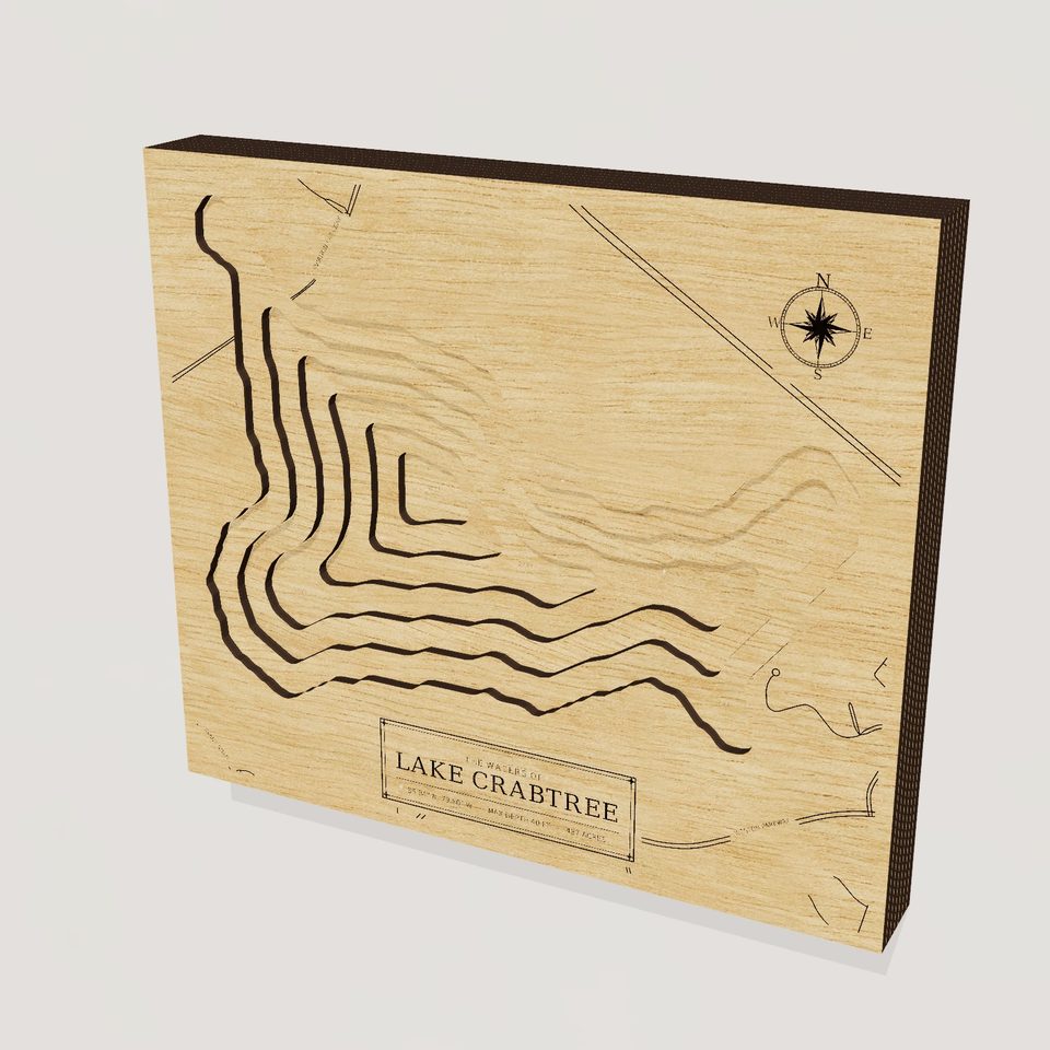 Lake Crabtree 3D wood map, hero view