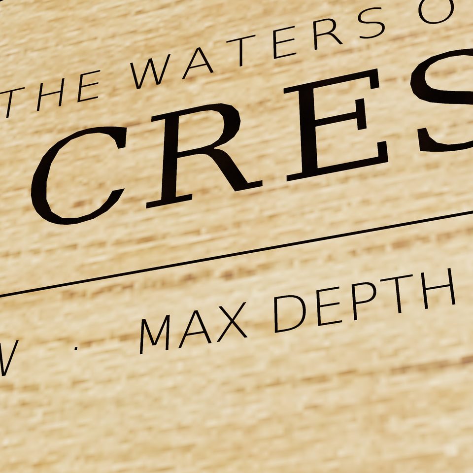 Lake Crescent 3D wood map, title view