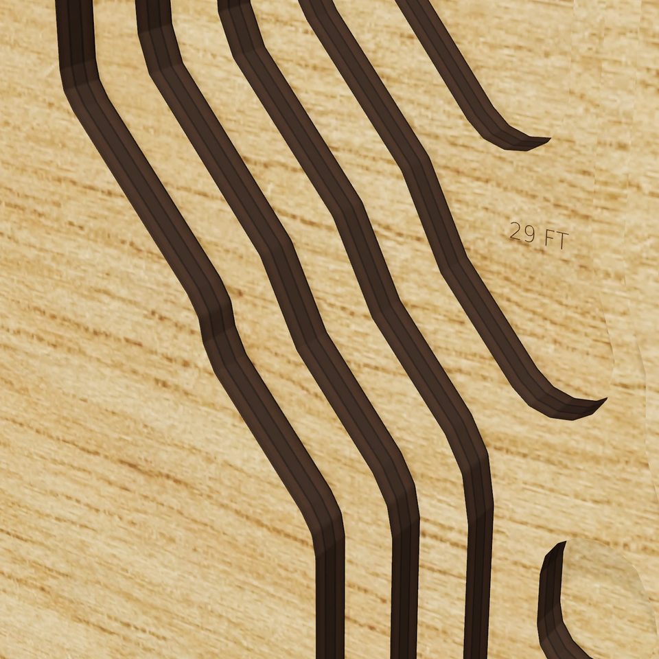 Lake Crockett 3D wood map, detail view