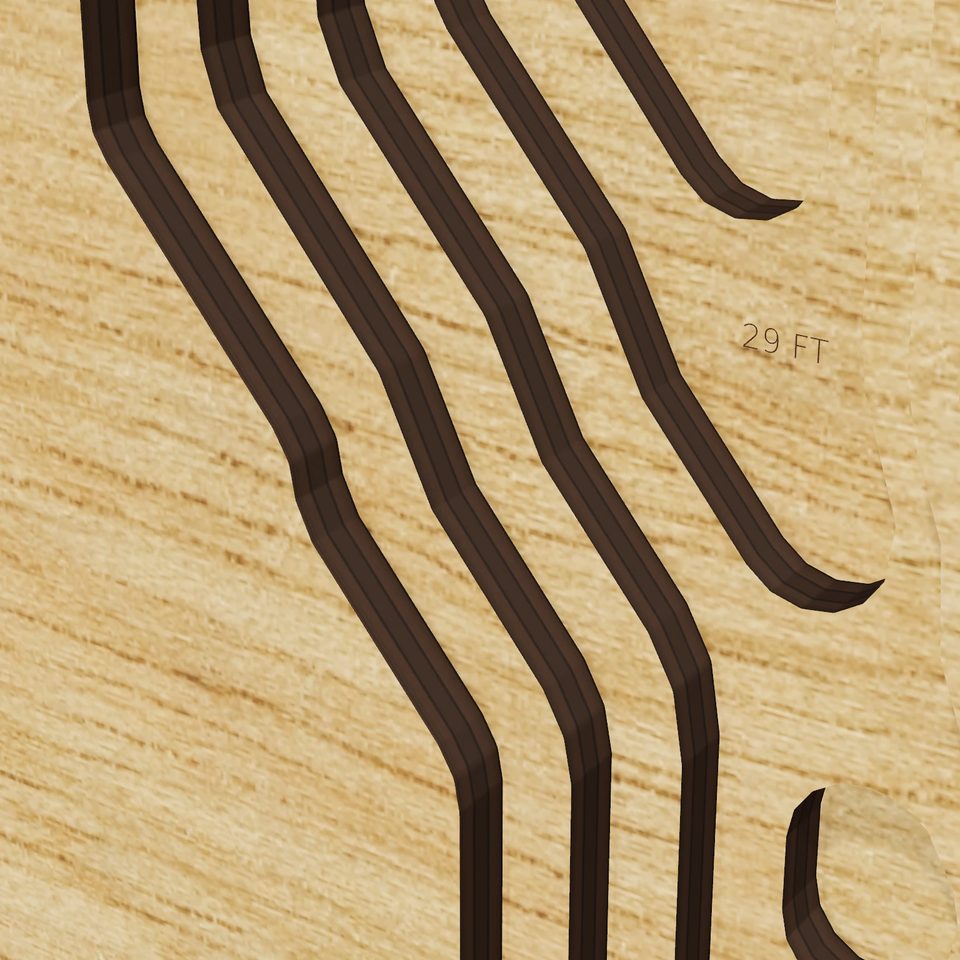 Lake Crockett 3D wood map, detail view