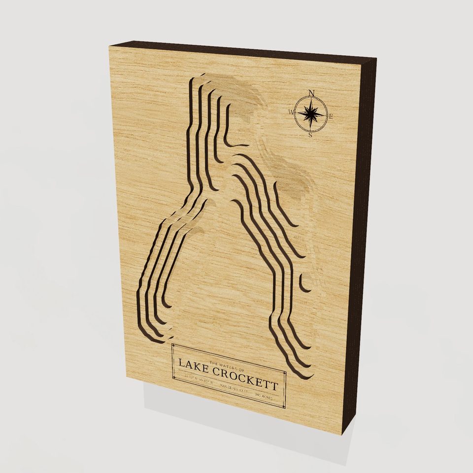 Lake Crockett 3D wood map, hero view