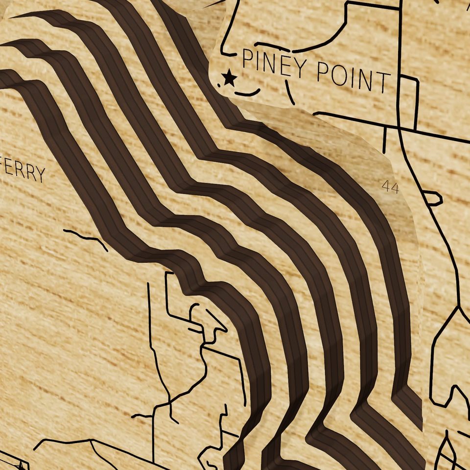 Lake D'Arbonne 3D wood map, detail view