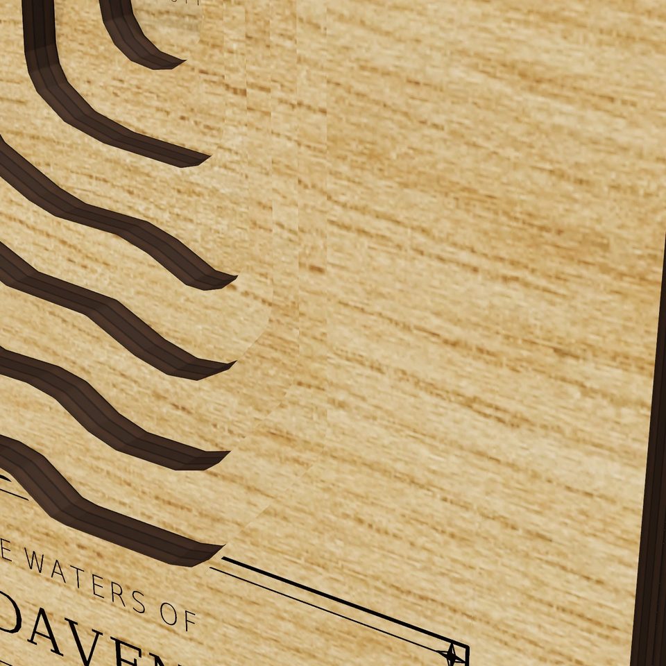 Lake Davenport 3D wood map, detail view