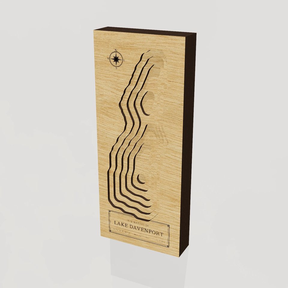 Lake Davenport 3D wood map, hero view