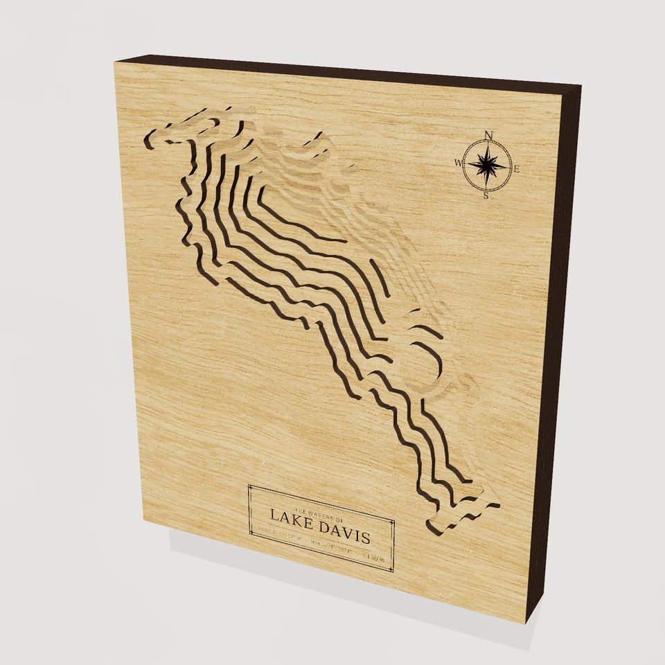 Lake Davis 3D wood map, hero view