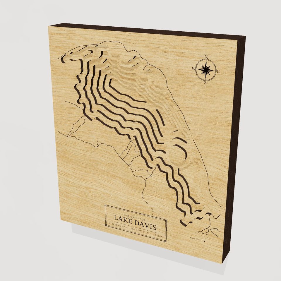 Lake Davis 3D wood map, hero view