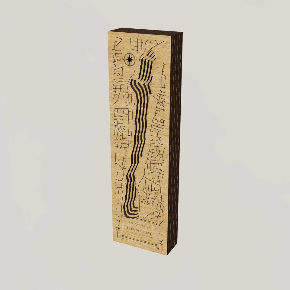 Lake DeForest 3D wood map, hero view