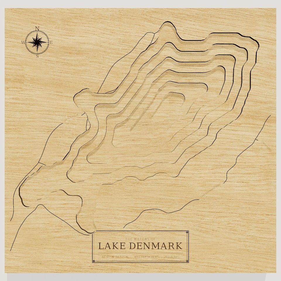 Lake Denmark 3D wood map, front view
