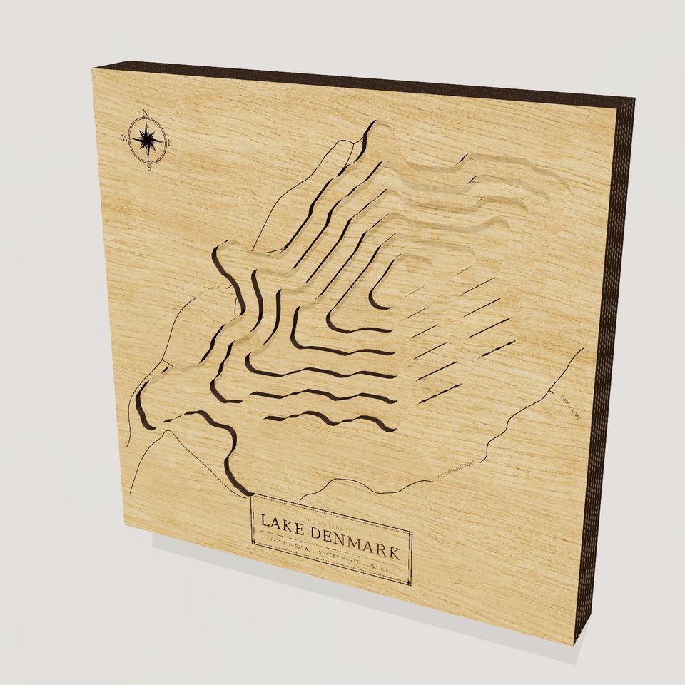 Lake Denmark 3D wood map, hero view