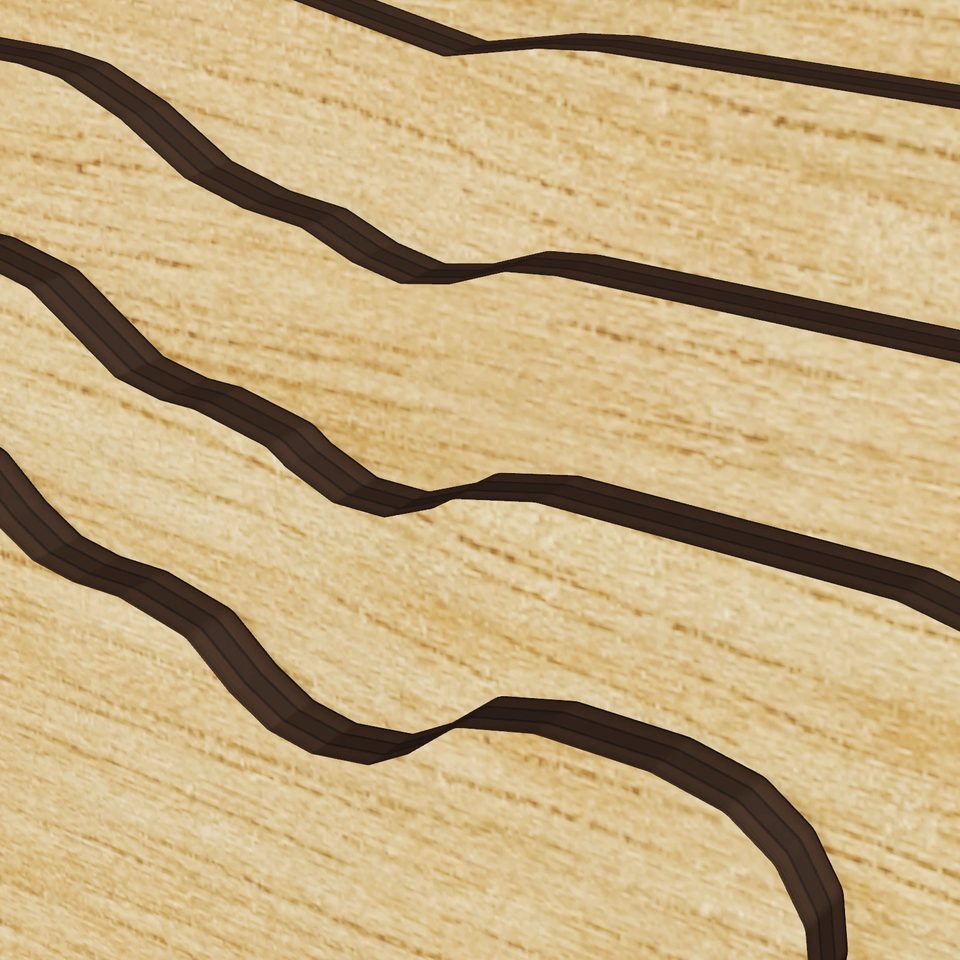 Lake Denoon 3D wood map, detail view