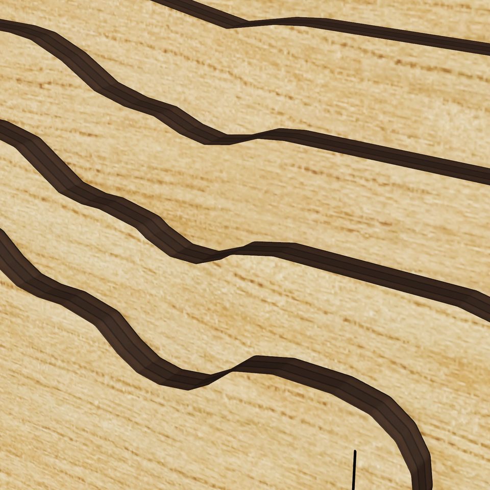 Lake Denoon 3D wood map, detail view
