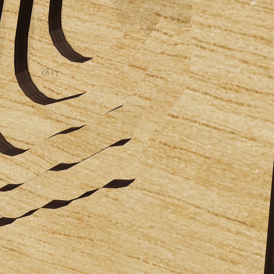 Lake Deveraux 3D wood map, detail view