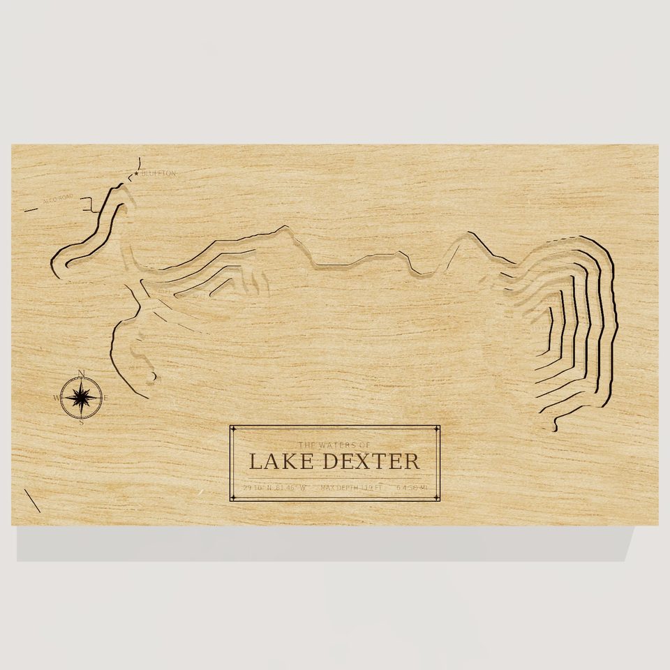 Lake Dexter 3D wood map, front view