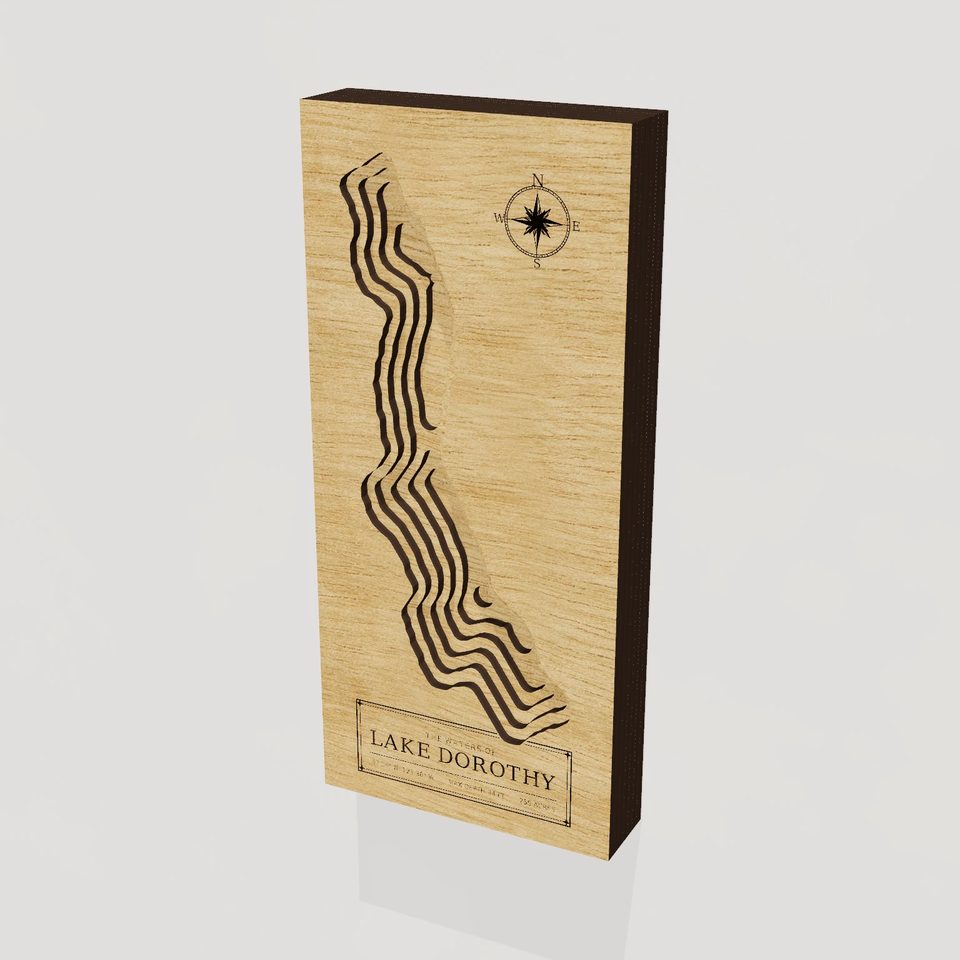 Lake Dorothy 3D wood map, hero view