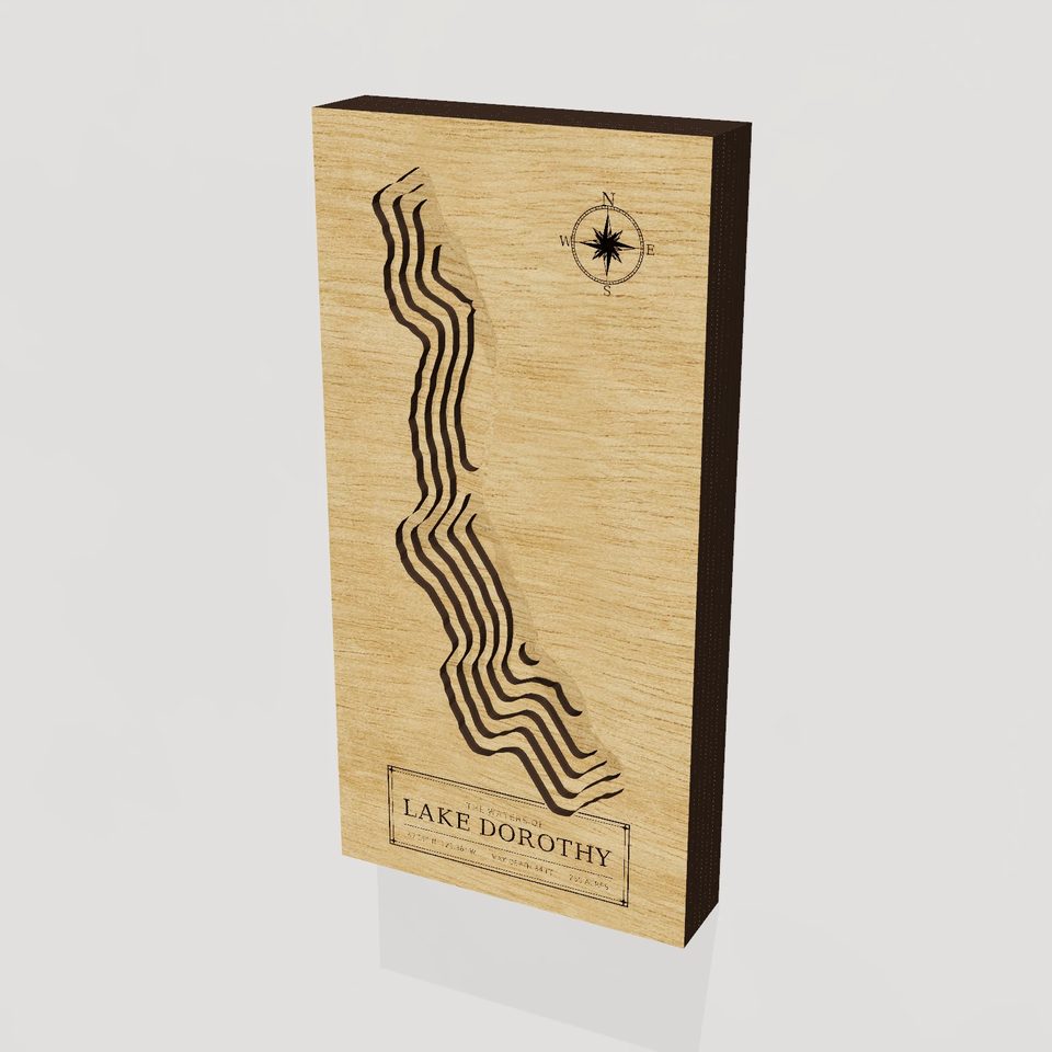 Lake Dorothy 3D wood map, hero view