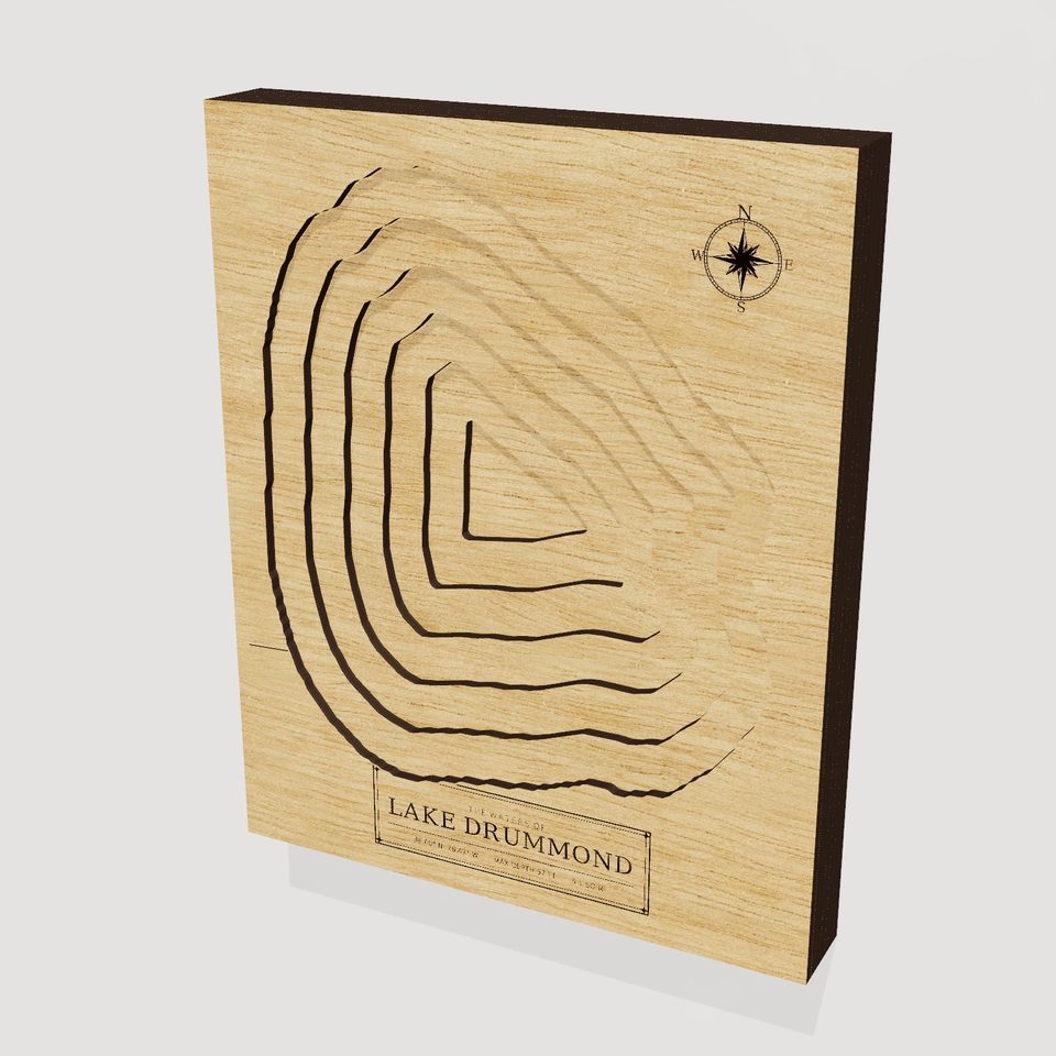 Lake Drummond 3D wood map, hero view
