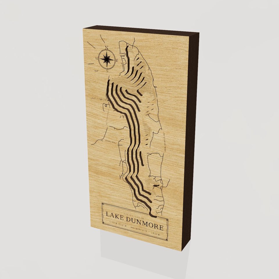 Lake Dunmore 3D wood map, hero view