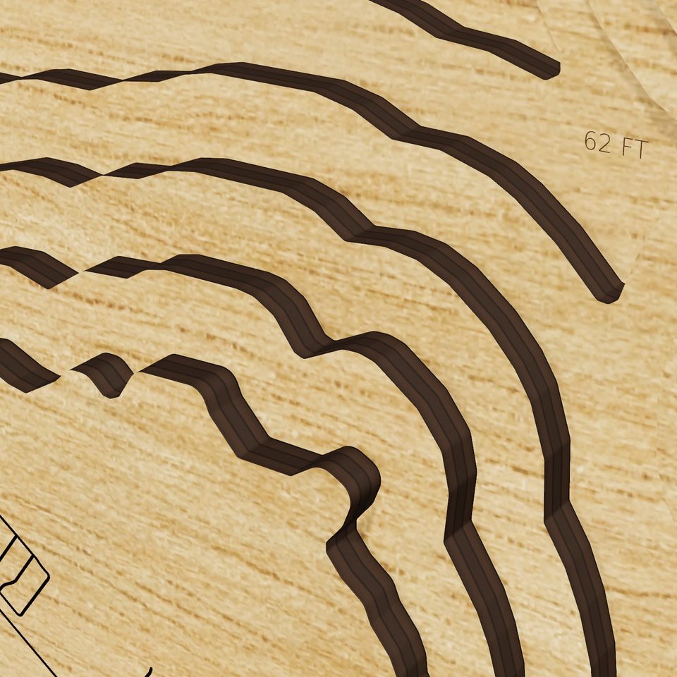 Lake Elsinore 3D wood map, detail view