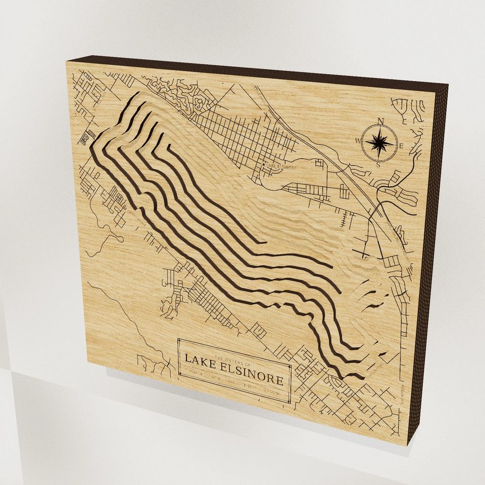 Lake Elsinore 3D wood map, hero view