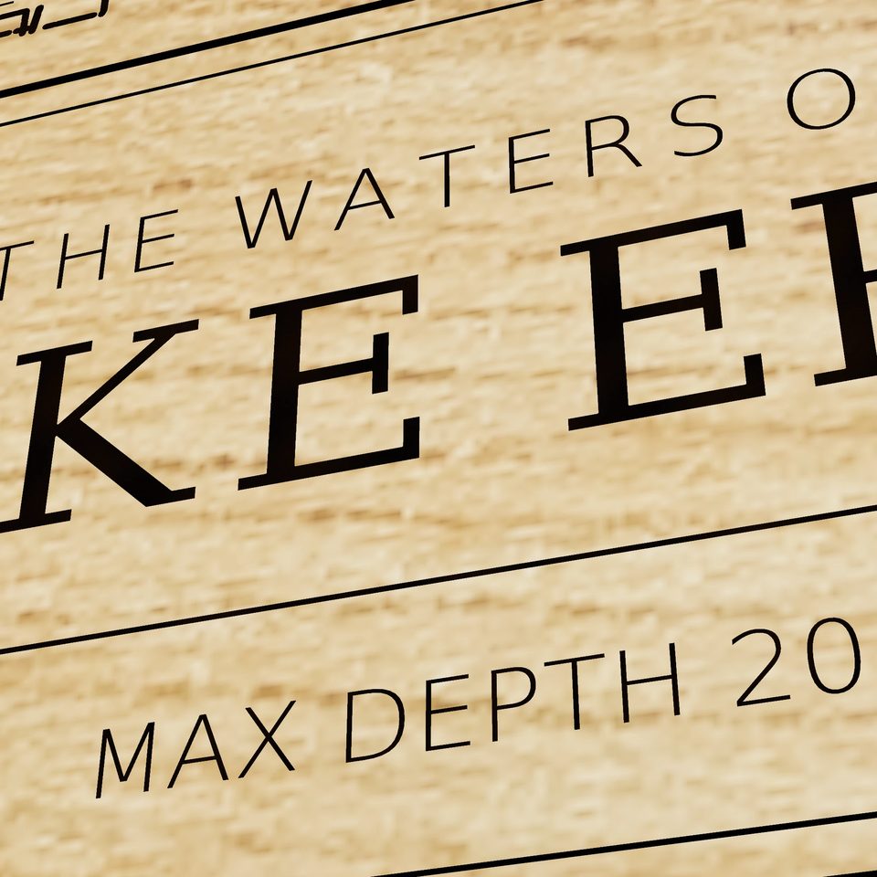 Lake Erie 3D wood map, title view