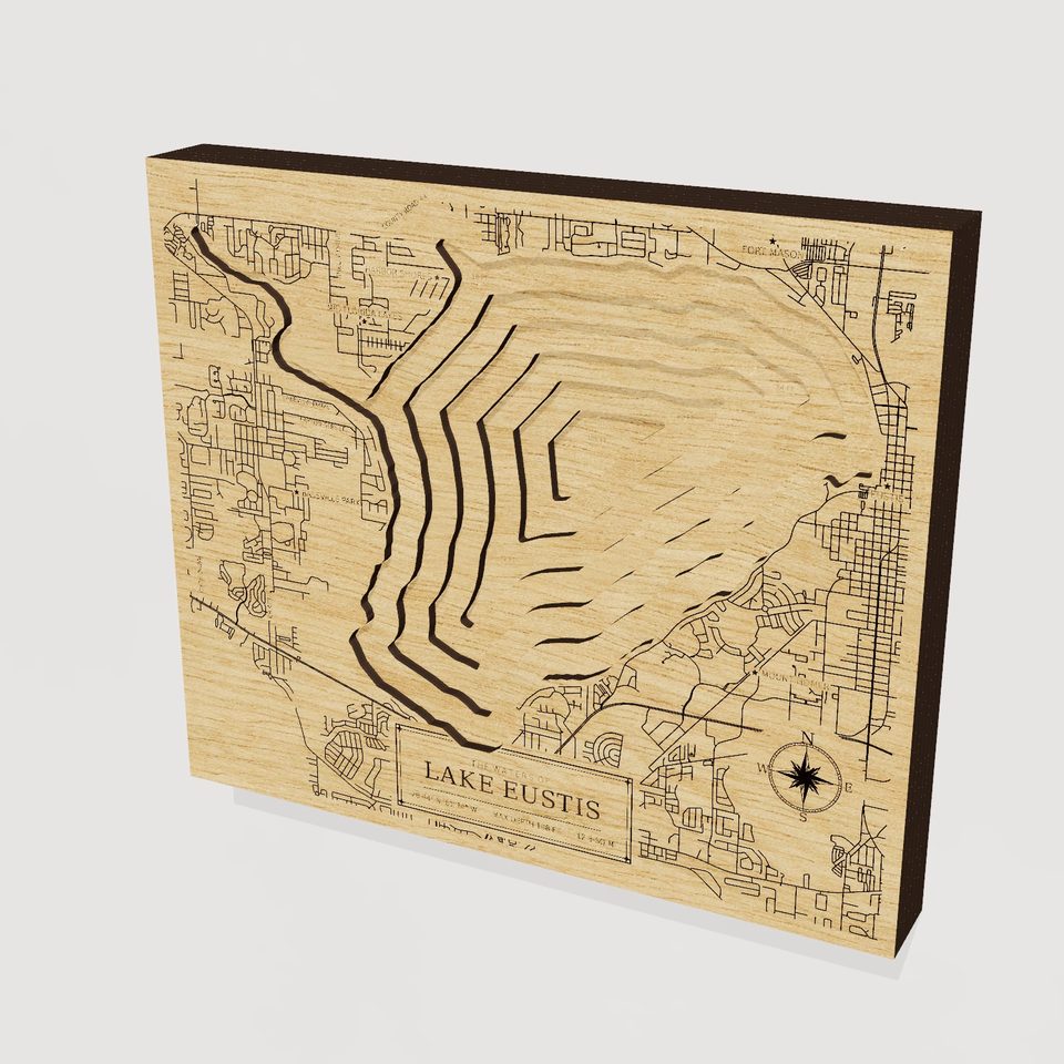 Lake Eustis 3D wood map, hero view