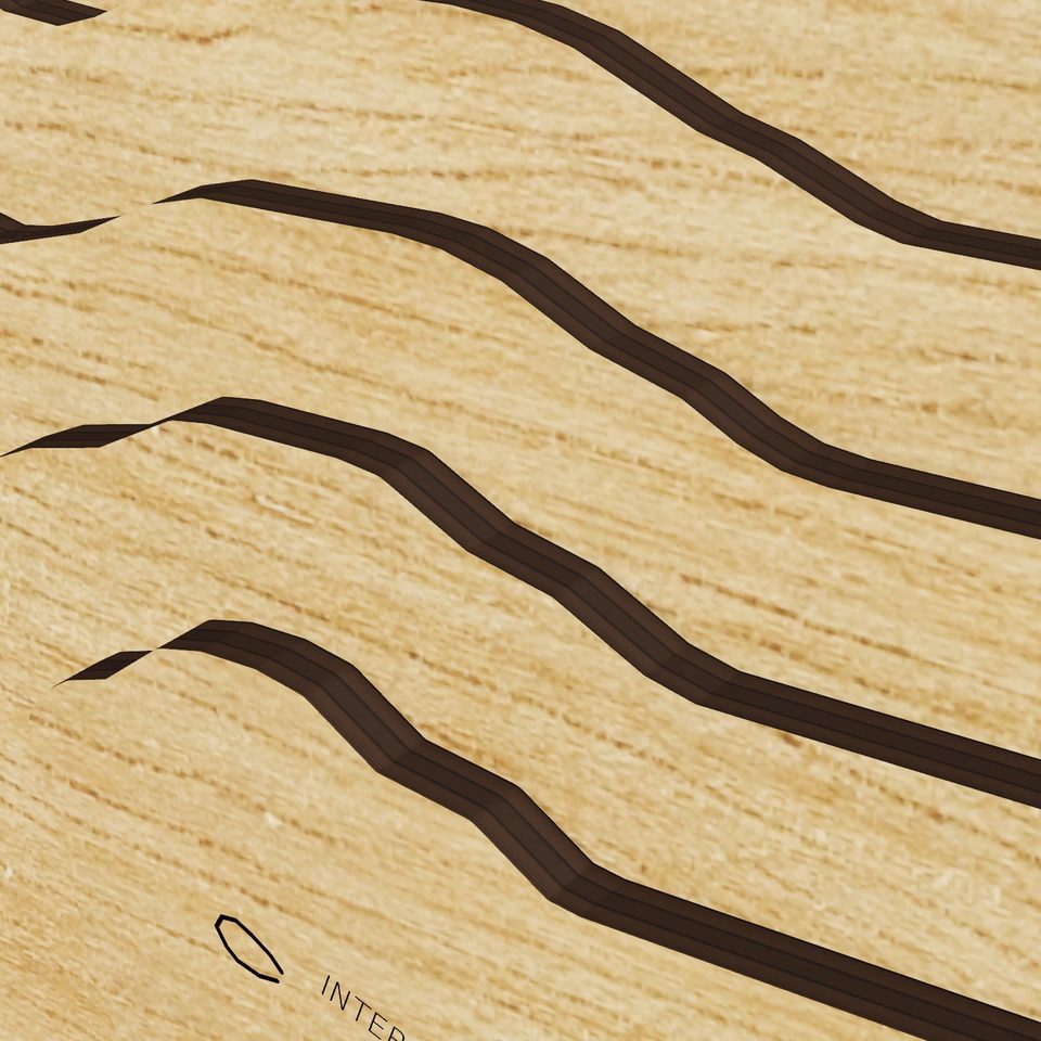 Lake Fairview 3D wood map, detail view