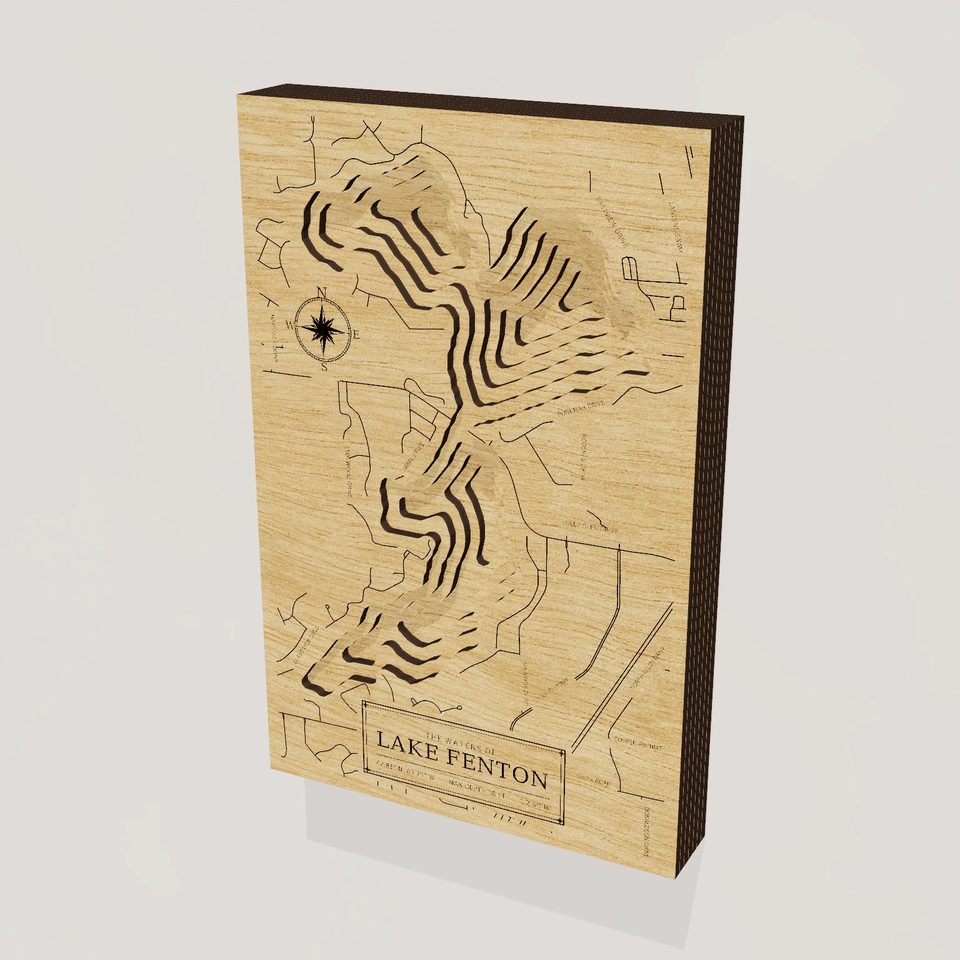 Lake Fenton 3D wood map, hero view