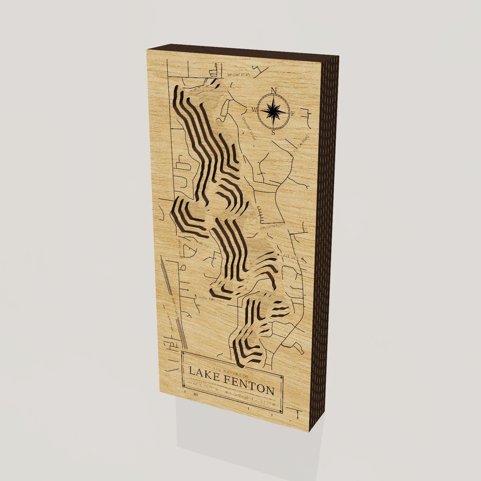 Lake Fenton 3D wood map, hero view
