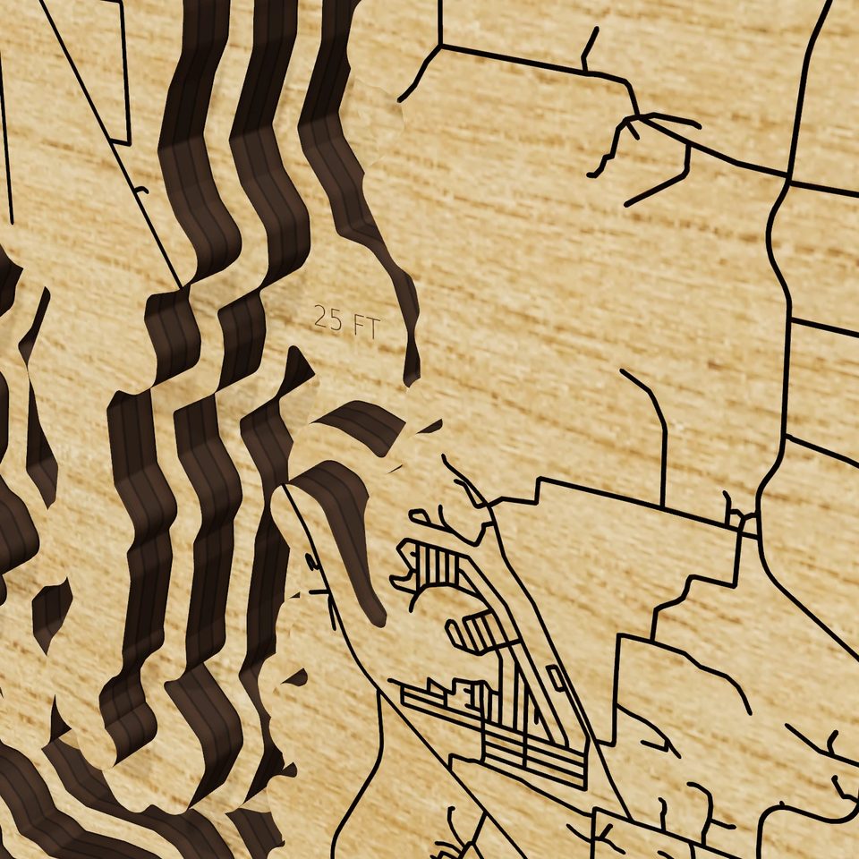 Lake Fork Reservoir 3D wood map, detail view