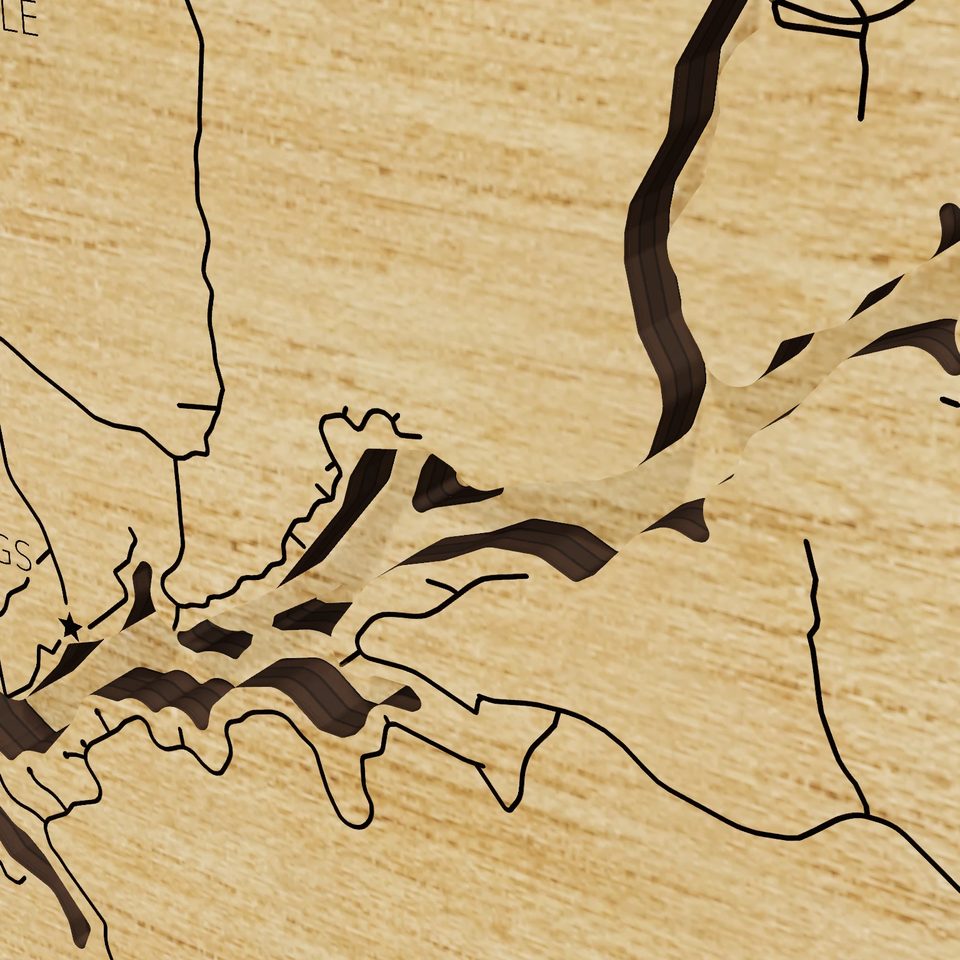 Lake Furman Shoals 3D wood map, detail view