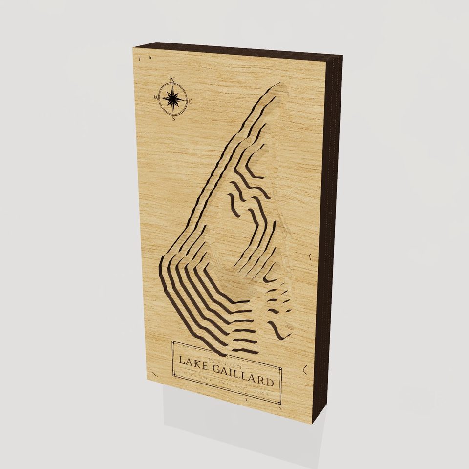 Lake Gaillard 3D wood map, hero view