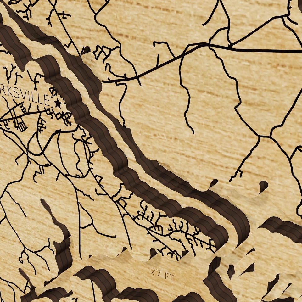 Lake Gaston 3D wood map, detail view
