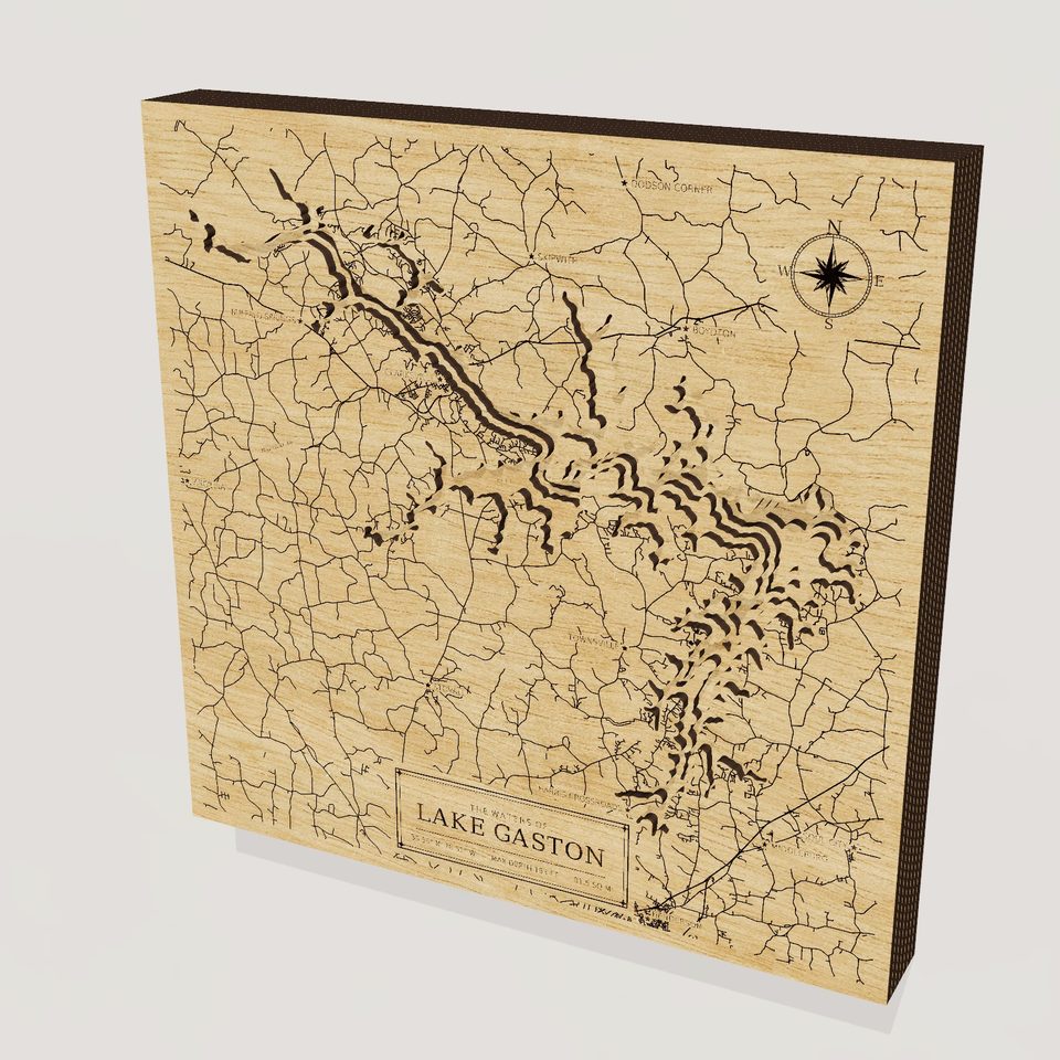 Lake Gaston 3D wood map, hero view