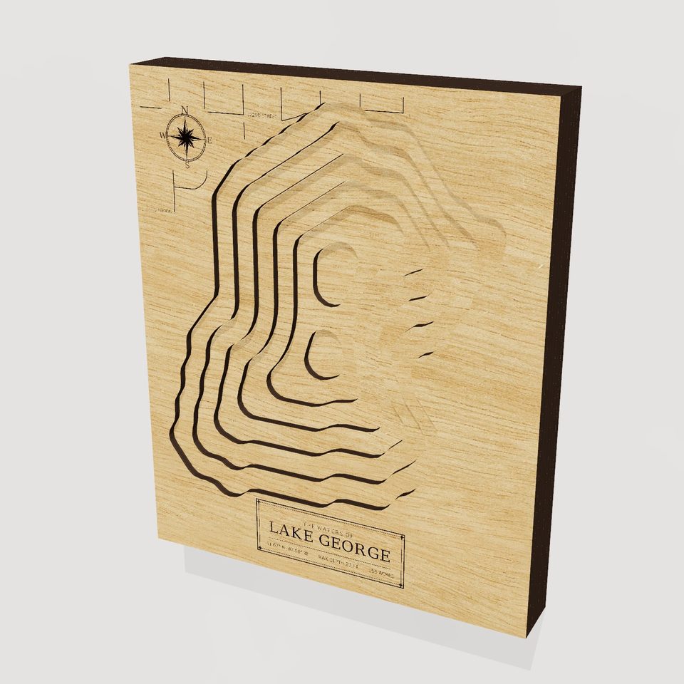 Lake George 3D wood map, hero view