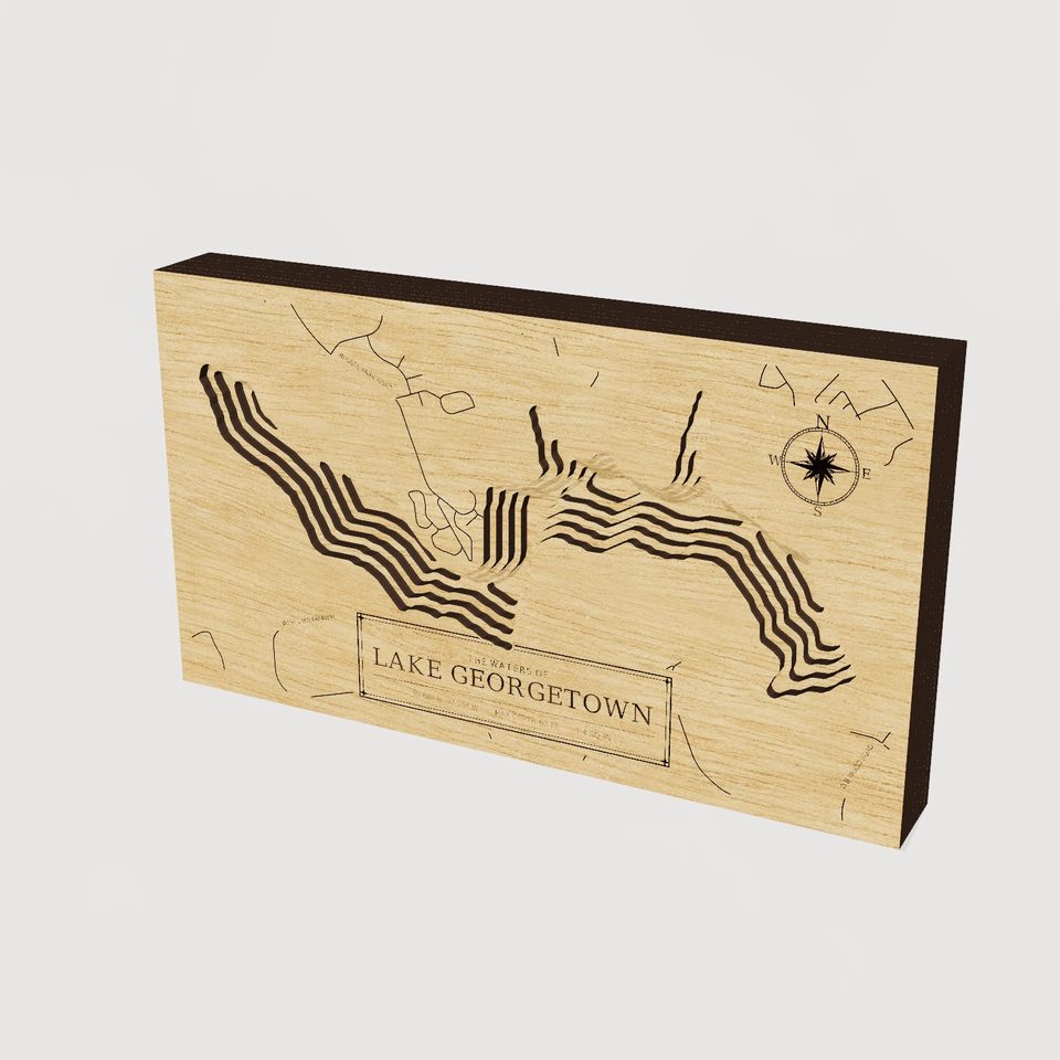 Lake Georgetown 3D wood map, hero view