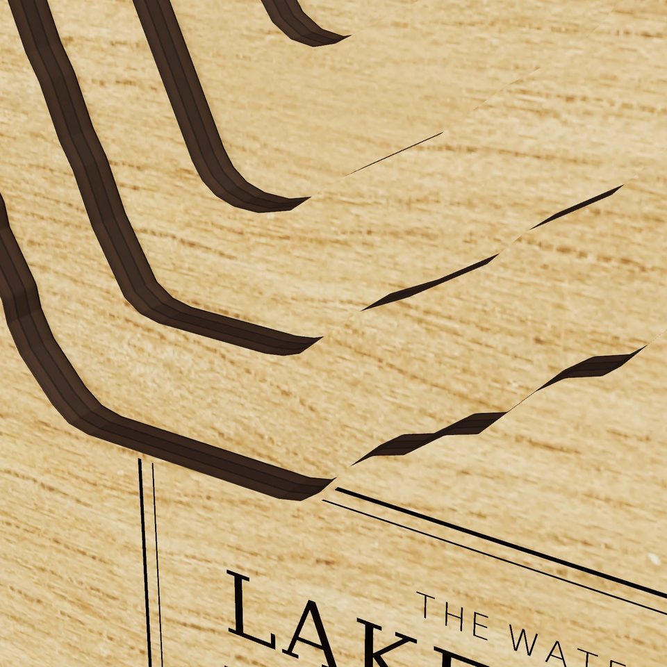 Lake Gibson 3D wood map, detail view