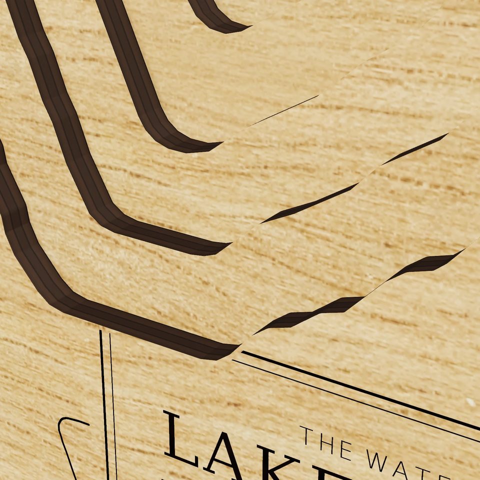 Lake Gibson 3D wood map, detail view