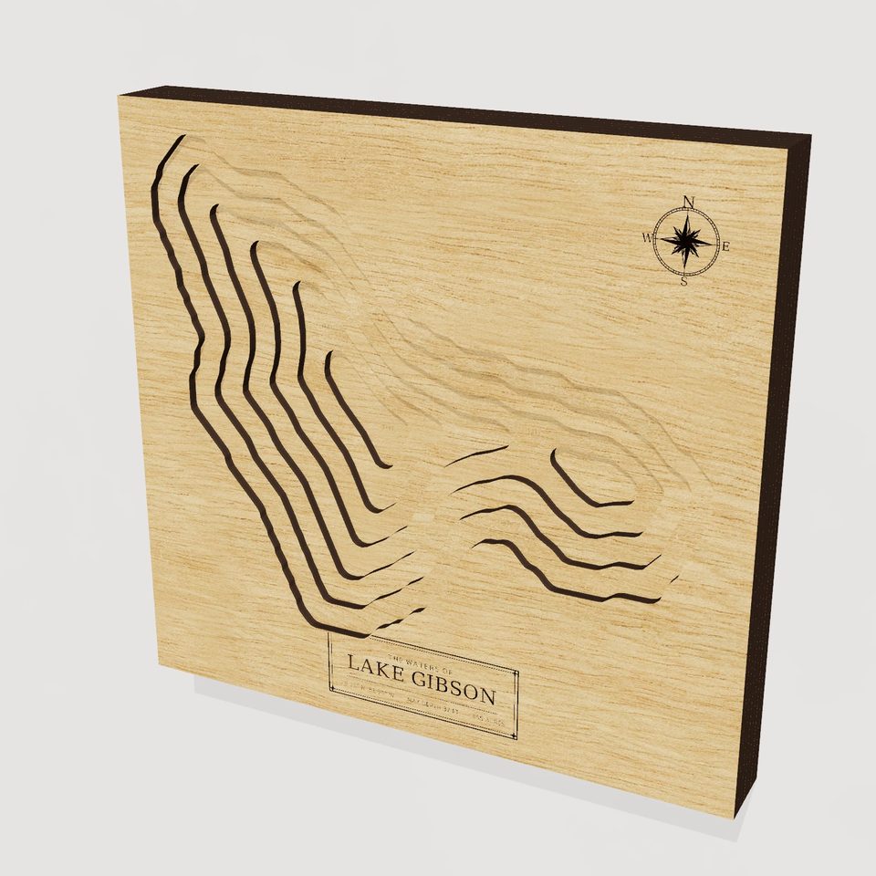 Lake Gibson 3D wood map, hero view