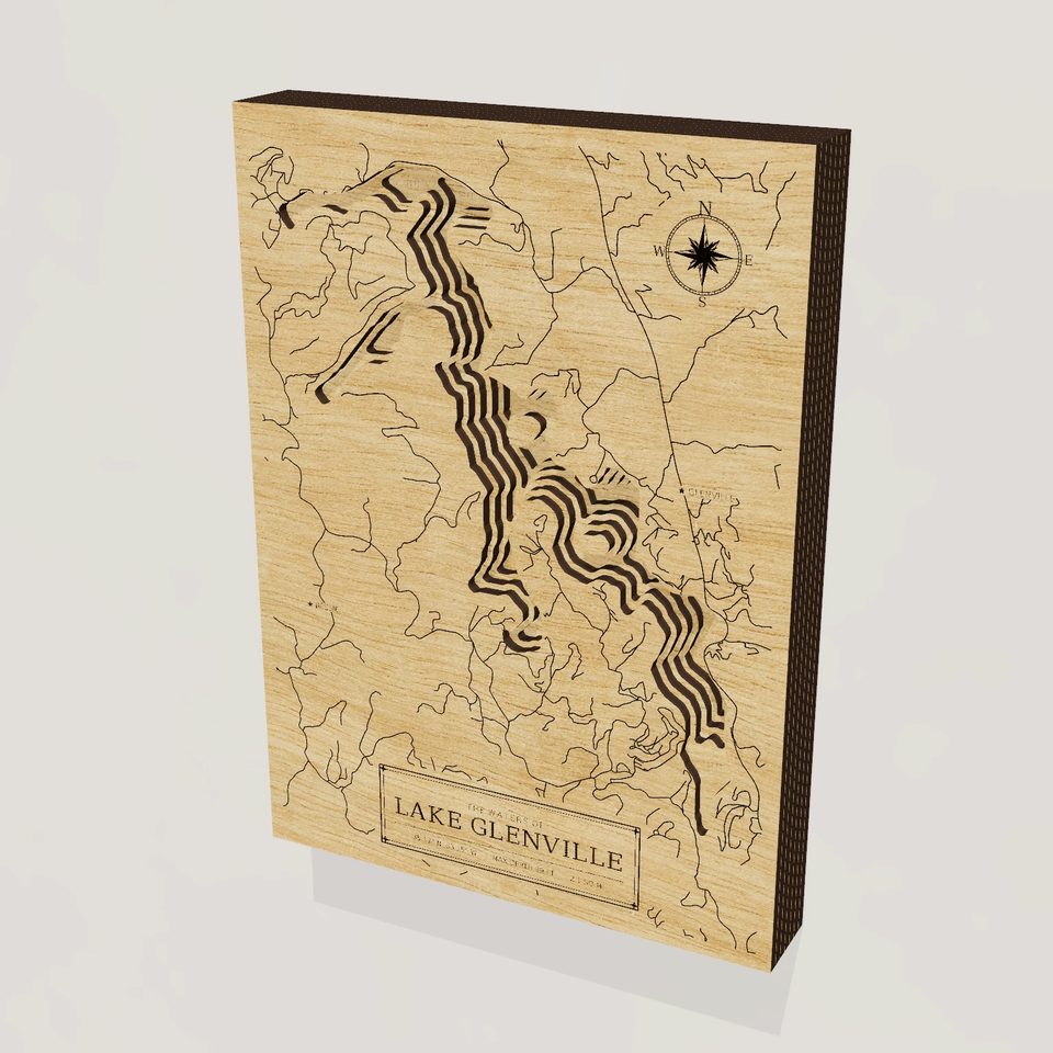 Lake Glenville 3D wood map, hero view