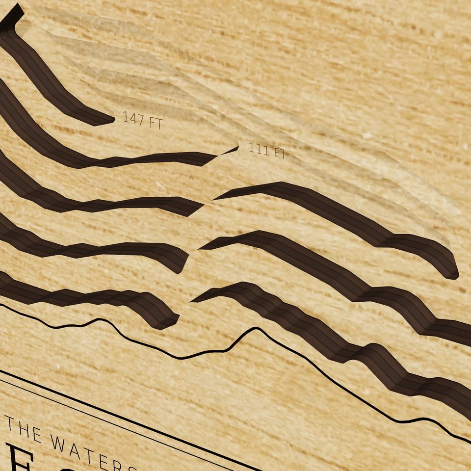 Lake Granby 3D wood map, detail view